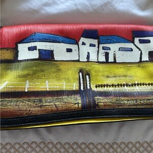 Colorful Village Scene Clutch
